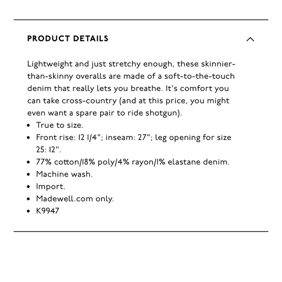 NWT Madewell Roadtripper denim overalls. Small - Picture 6 of 11